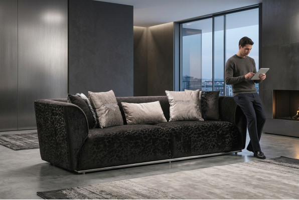 Three-seater sofa 3-seater upholstered sofa fabric sofa modern sofas black