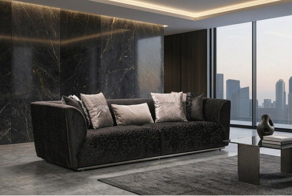 Three-seater sofa 3-seater upholstered sofa fabric sofa modern sofas black