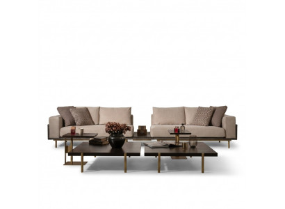 Four-seater sofa 4-seater upholstered sofa fabric sofa beige modern table new