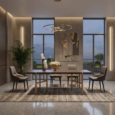Dining group dining nook dining room 7-piece dining table chairs brown dining room furniture