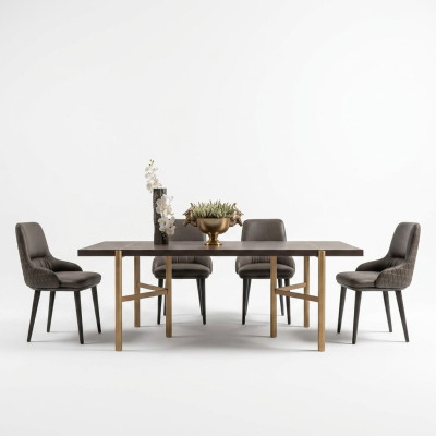 Dining group dining nook dining room 7-piece dining table chairs brown dining room furniture