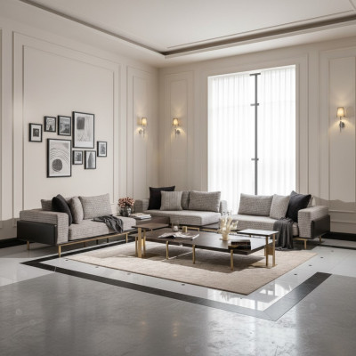 Corner sofa L-shape corner suite large sofa gray upholstered sofa fabric sofa new