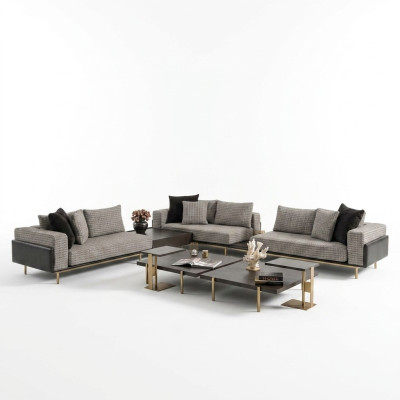 Corner sofa L-shape corner suite large sofa gray upholstered sofa fabric sofa new