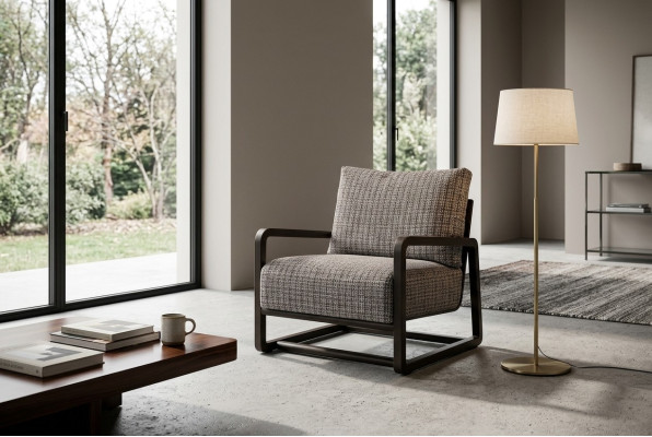 Armchair Single Seater Gray Wood Living Room TV Recliner Relax Chair