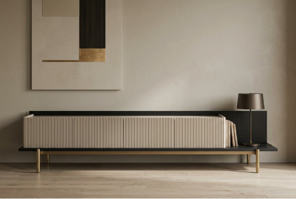 Sideboard RTV Lowboard TV Stand Table Living Room Wood Beige Modern