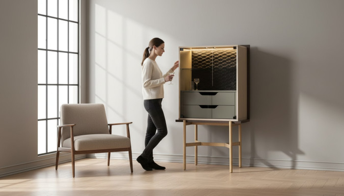Bar cabinet cupboard display cabinet bar wood living room modern beige luxury