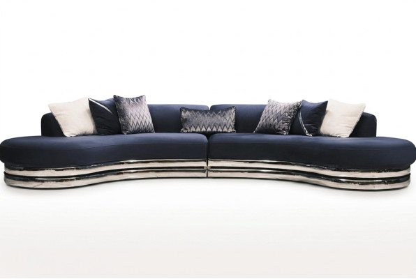 Couch Sofa 5 Seater Upholstered Sofa Large Fabric Sofa Blue Modern Design