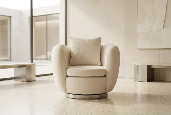 Modern single-seater armchair white fabric living room recliner