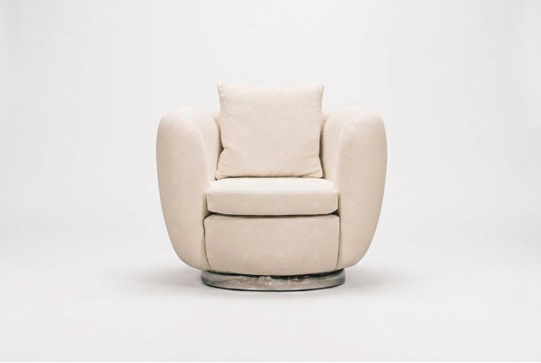 Modern single-seater armchair white fabric living room recliner