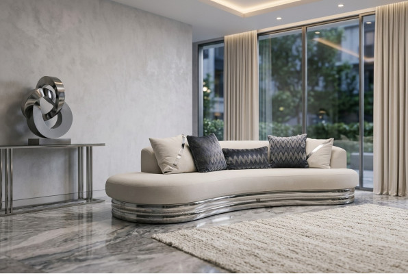 Three-seater couch sofa, three-seater upholstered sofa, fabric sofa, modern white