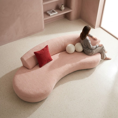 Three-seater couch, fabric sofa, 3-seater sofa, upholstered sofa, modern pink.
