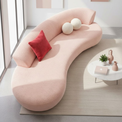 Three-seater couch, fabric sofa, 3-seater sofa, upholstered sofa, modern pink.