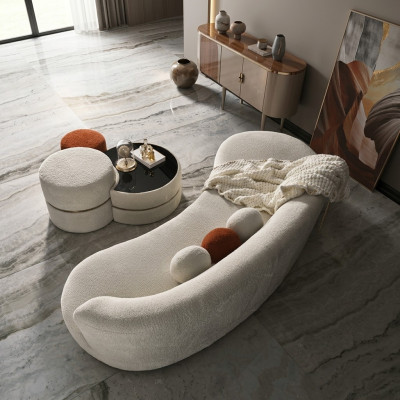 Group Upholstered Sofa Three-Seater Pouf Sofa 3-Seater Fabric Sofa 4-Piece White