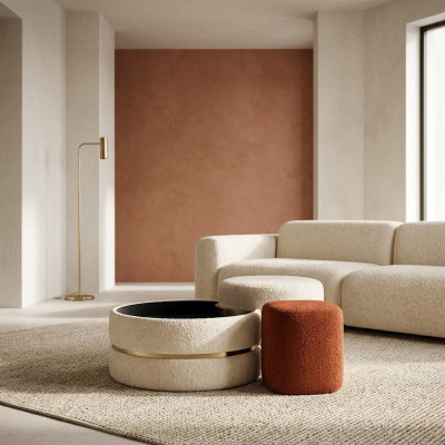 Group Footstool Seat Pouf 3-piece Set Ottoman Coffee Table Stool Modern Table