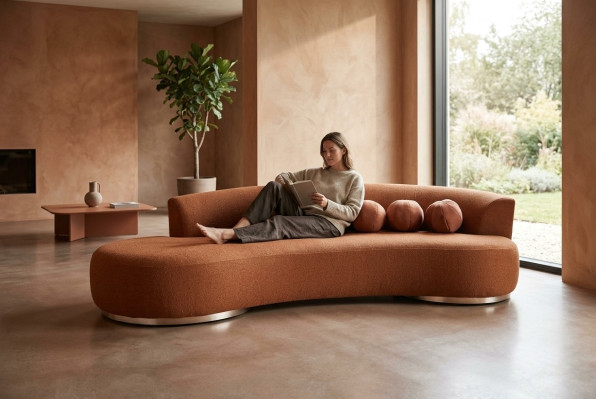 Modern upholstered sofa three-seater couch sofa 3-seater fabric sofa orange