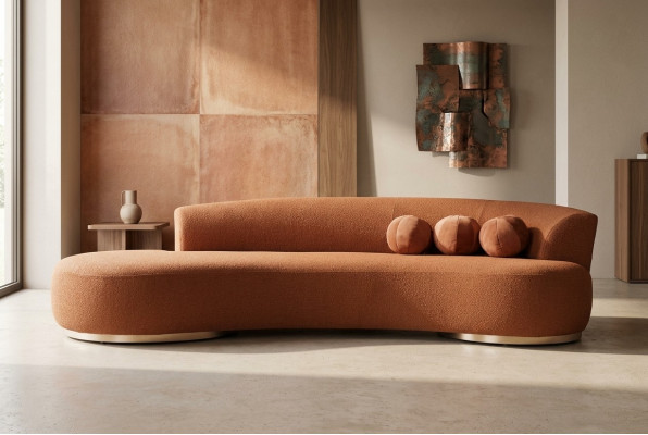 Modern upholstered sofa three-seater couch sofa 3-seater fabric sofa orange