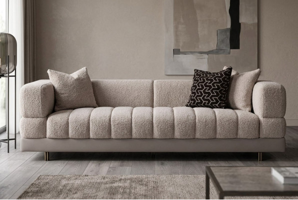 Three-seater couch sofa 3-seater upholstered sofa fabric sofa modern gray