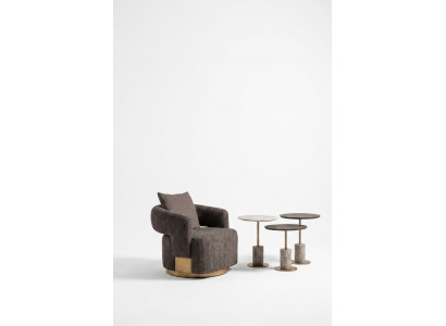 Complete living room armchairs side tables 4-piece fabric gray wood modern