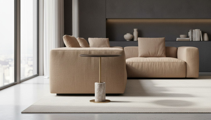 Side table coffee table sofa table wooden round brown table