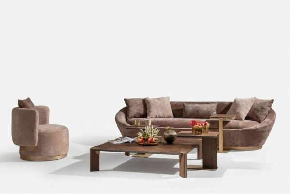 Couch set, sofa set, fabric sofa, three-seater, armchair, beige couch set