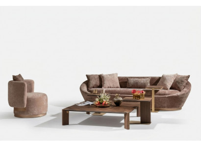 Couch set, sofa set, fabric sofa, three-seater, armchair, beige couch set
