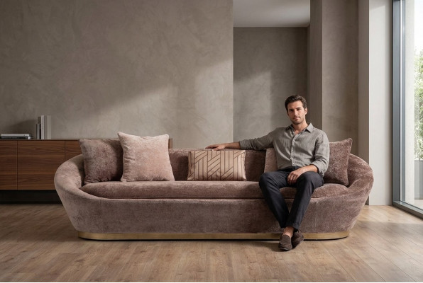 Three-seater sofa 3-seater fabric sofa beige luxury upholstered sofa couch fabric