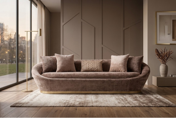 Three-seater sofa 3-seater fabric sofa beige luxury upholstered sofa couch fabric