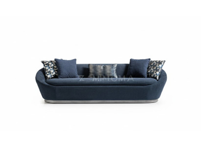 Modern three-seater sofa, 3-seat fabric sofa, blue upholstered sofa, fabric couch