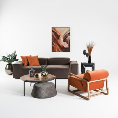 Fabric sofa set three-seater armchair gray couch set suite