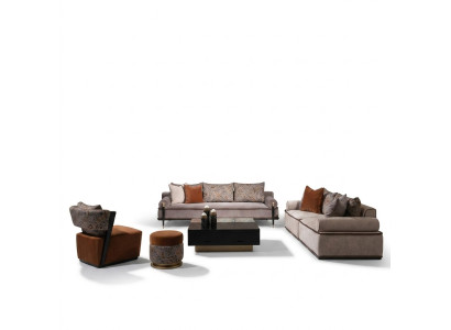Complete couch set 431 fabric sofa armchair sofa group gray table