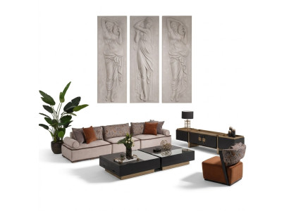Large Living Room Furniture Set Fabric Sofa Armchair Gray Set 5pc Couch Tables