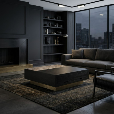Coffee table side table coffee table sofa table black table metal