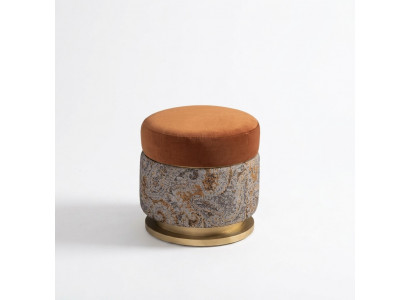 Seat pouf, stool, puff, footstool, fabric seat pouf, orange round stool