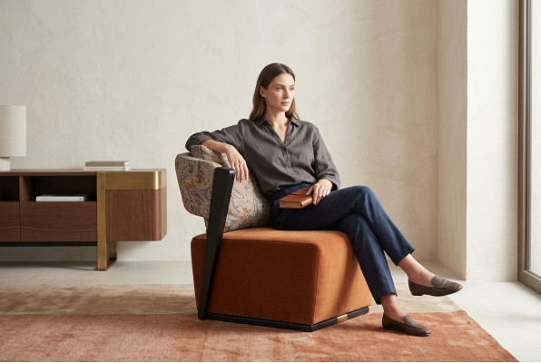 Armchair Wingback Chair Cocktail Chair Relaxation Chair Orange Fabric Modern Seat