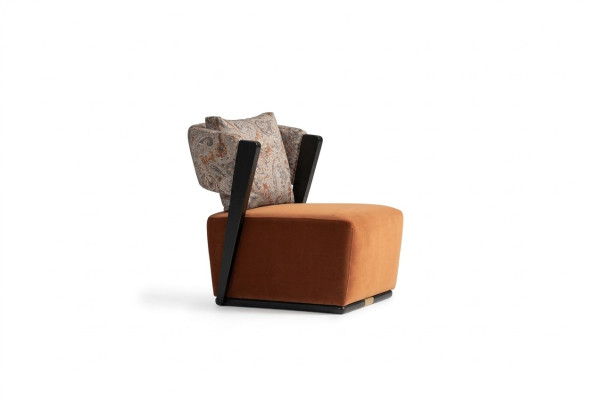 Armchair Wingback Chair Cocktail Chair Relaxation Chair Orange Fabric Modern Seat