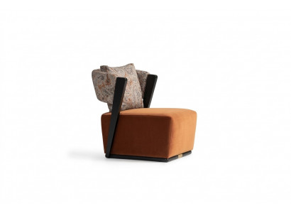 Armchair Wingback Chair Cocktail Chair Relaxation Chair Orange Fabric Modern Seat