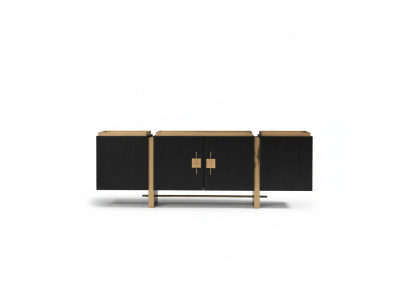 Sideboard Cabinet Dresser Wood Black Modern Design Gold