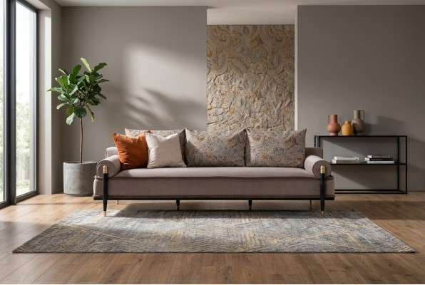 Three-seater Sofa 3-seater Fabric Sofa Gray Luxury Upholstered Sofa Couch Fabric