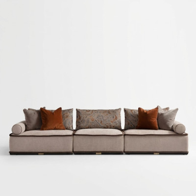 Four-seater sofa, 4-seater couch, fabric sofa, upholstered sofa, modern, grey