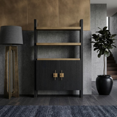 Cabinet with shelves wooden cabinet wardrobes wood black design gold new