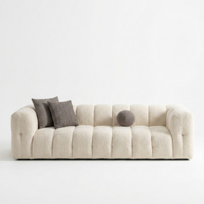 Couch Luxury Three-Seater Sofa 3 Seater Fabric Sofa Upholstered Sofa Fabric White