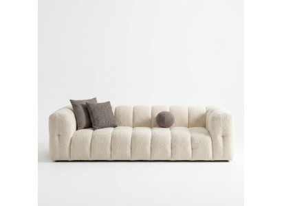 Couch Luxury Three-Seater Sofa 3 Seater Fabric Sofa Upholstered Sofa Fabric White