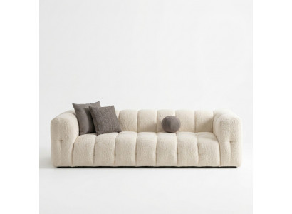 Couch Luxury Three-Seater Sofa 3 Seater Fabric Sofa Upholstered Sofa Fabric White