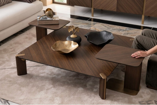 3-piece coffee table group side tables coffee table brown wood table set