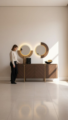 Dining room sideboard mirror set dresser brown wood