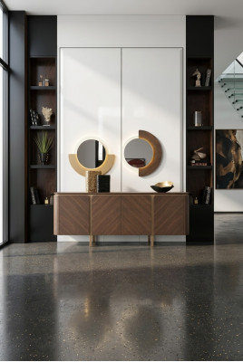 Dining room sideboard mirror set dresser brown wood