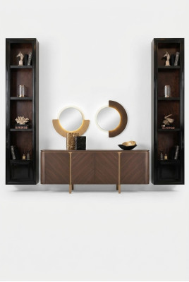 Dining room sideboard mirror set dresser brown wood
