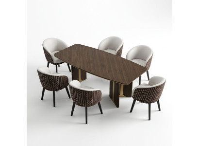 Dining group, dining nook, dining room, dining table, chair set, 7-piece, brown, wood group
