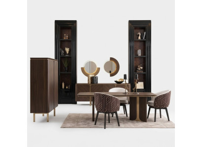 Dining set Dining nook Dining room Dining table Chairs 10-piece Brown Wood Sideboard