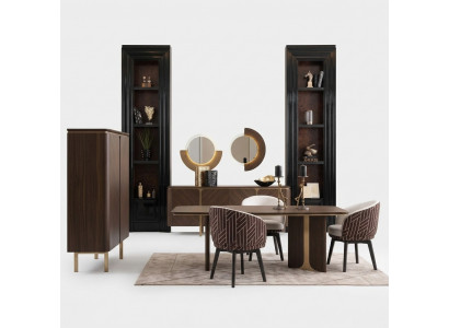 Dining set Dining nook Dining room Dining table Chairs 10-piece Brown Wood Sideboard